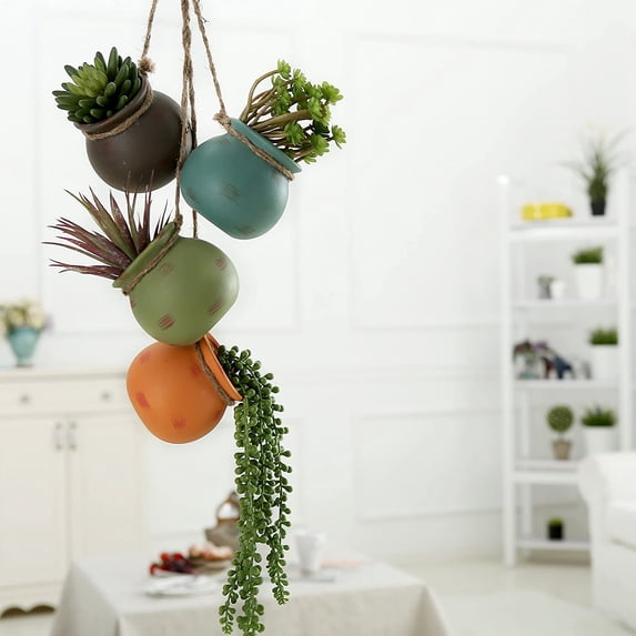 MyGift 30.7" Round Hanging Planters (4 Pack)