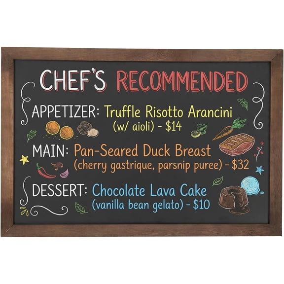 MyGift 36 x 24 Inch Large Chalkboard Sign with Rustic Brown Wood Frame Wall Mounted Erasable Menu Board for Wedding Event Cafe Store Display Home Dcor