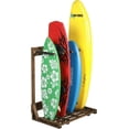 thumbnail image 1 of MyGift 4-Ft Tall Rustic Burnt Wood Freestanding Vertical Surfboard Rack, Wakeboard SUP Paddleboard Storage Rack - Holds up to 4 Boards, 1 of 5