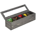 thumbnail image 1 of MyGift 5-Compartment Rustic Gray Wood Tea Bag Box with Clear Lid, 1 of 6