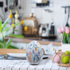 MyGift 6Inch Multicolor Floral Resin Decorative Egg Spring Pattern Tabletop Centerpiece & Easter Home Dcor