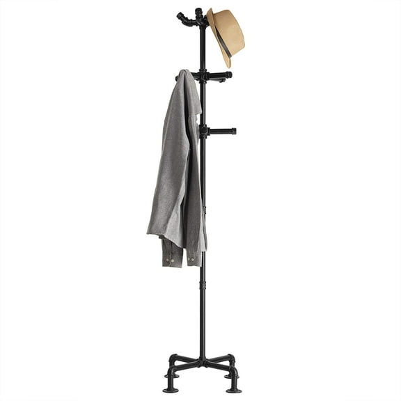 MyGift 65 inch Black Industrial Metal Pipe Coat Stand