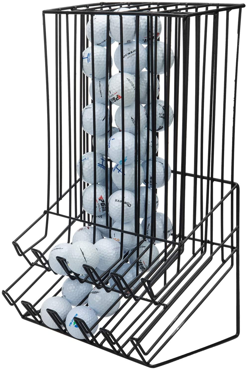 MyGift Black Metal Golf Ball Rack, 90 Capacity Organizer, Portable ...