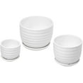 thumbnail image 1 of MyGift Assorted Round White Ceramic Plant Pot (3 Piece), 1 of 6