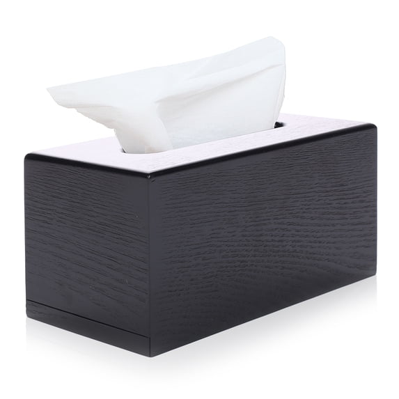 MyGift Black Wood Grain Refillable Facial Napkin Holder