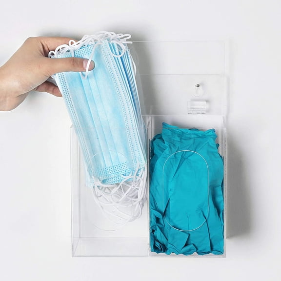 MyGift Clear Acrylic Wall Mounted Disposable Mask or Safety Glove Dispenser Holder Storage Organizer Rack