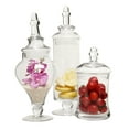 thumbnail image 1 of MyGift Clear Glass Apothecary Jars (3 Piece Set) Decorative Weddings Candy Buffet, 1 of 7