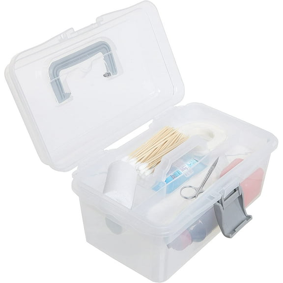 MyGift Clear Gray Multipurpose First Aid Supply Case, Art Craft Storage Case
