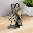 thumbnail image 1 of MyGift Decorative Gun Metal Gray Office Desktop Organizer, Guitar Rocker Design, 1 of 6