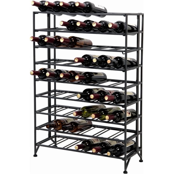 MyGift Gray Metal Wine Rack Freestanding Floor Stand, 9 Tier Wine Bottle Shelf - Holds up to 54 Bottles