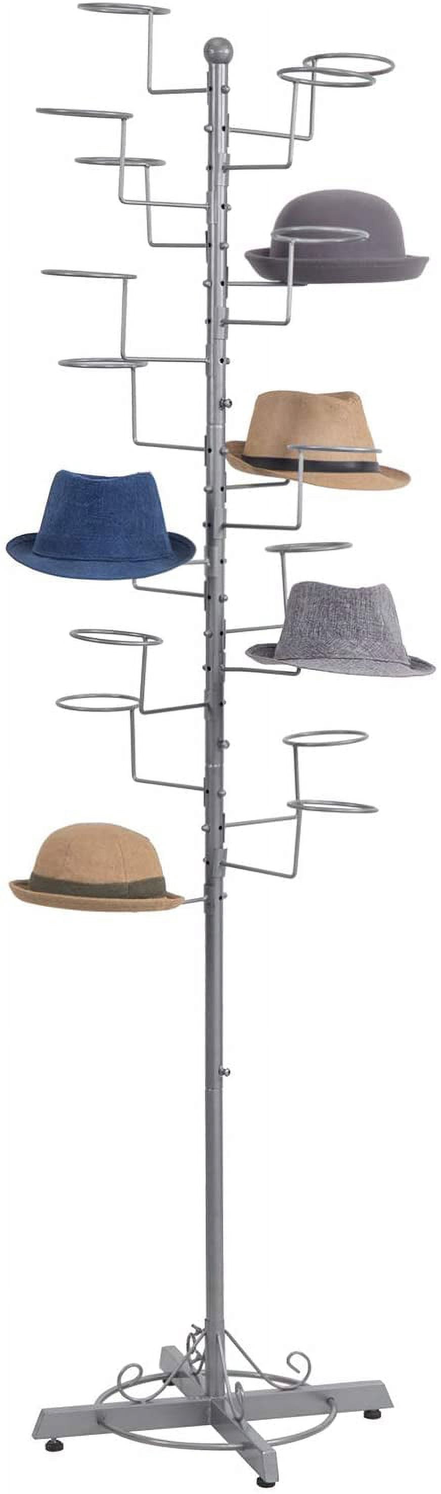 MyGift Silver Metal Freestanding Hat & Wig Rack with 20 Adjustable ...