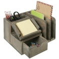 thumbnail image 1 of MyGift Gray Wood Desktop Office Organizer with Sticky Note Pad Holder and Pullout Drawer, 1 of 5