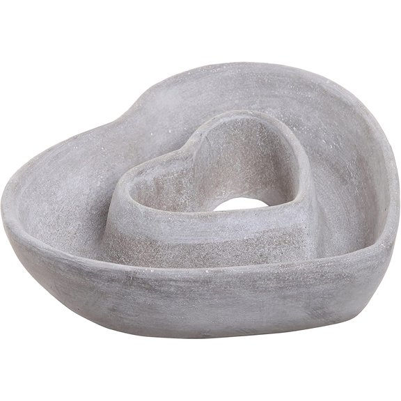 MyGift Heart Shaped Design Gray Cement Plant Pot /Deco Centerpiece Bow Planter