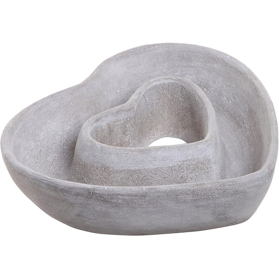 MyGift Heart Shaped Design Gray Cement Plant Pot /Deco Centerpiece Bow Planter