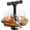 thumbnail image 1 of MyGift Industrial Pipe and Rustic Brown Wood Whiskey Flight Set with 4 Glasses, 1 of 7