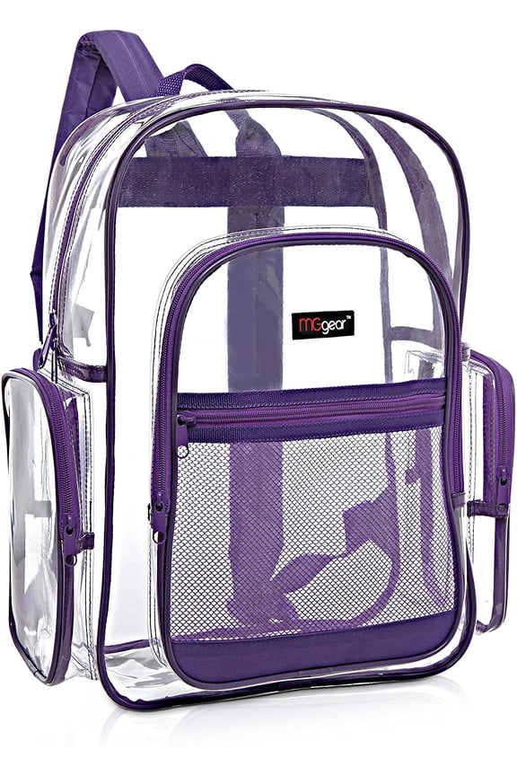 MGgear Transparent PVC School Backpack, Purple Trim