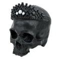 thumbnail image 1 of MyGift Matte Black Resin Human Skull, Halloween Party Decoration, 1 of 5