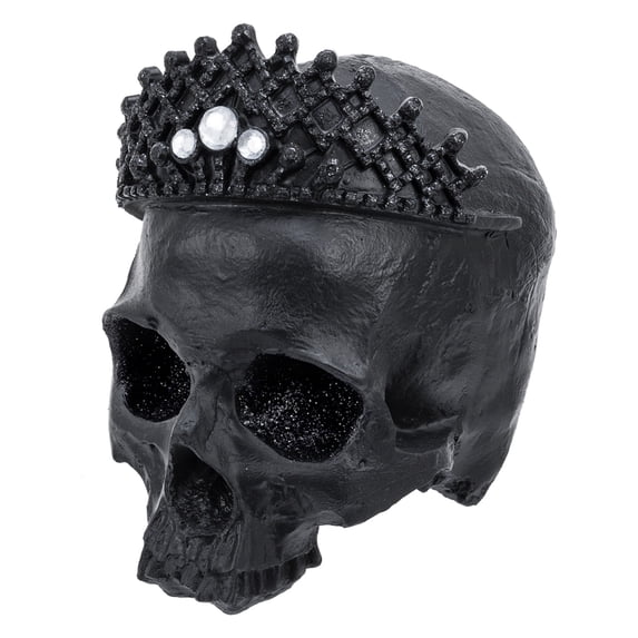 MyGift Matte Black Resin Human Skull, Halloween Party Decoration