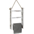 thumbnail image 1 of MyGift Mini Wood Wall Hanging Towel Rack, Whitewashed, 1 of 5