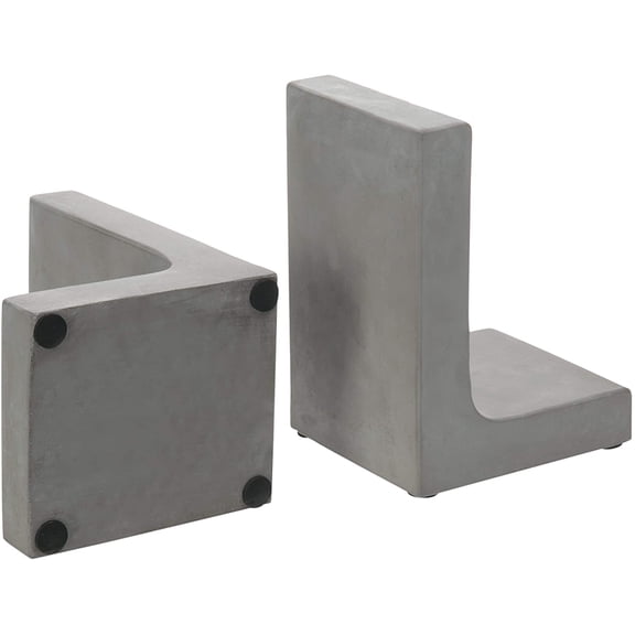 MyGift Modern Bookends, Gray Concrete