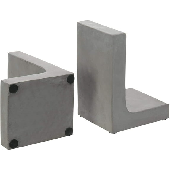 MyGift Modern Bookends, Gray Concrete