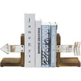 thumbnail image 1 of MyGift Office Desktop Book Support Stand, 1-Pair Arrow Design Wood Decorative Bookend, 1 of 5