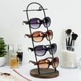 thumbnail image 1 of MyGift Retail 5-Tier Black Metal Sunglasses Display Stand with Brown Wood Base, 1 of 7