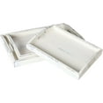 thumbnail image 1 of MyGift Rustic White Wood Nesting Serving Trays with Oval Cutout Handles, Set of 3, 1 of 7