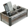 thumbnail image 1 of MyGift Rustic Wood 5-Compartment Remote Control Holder, Torched Brown, 1 of 7