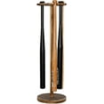 thumbnail image 1 of MyGift Rustic Wood Freestanding Baseball Bat Display Rack, 1 of 6