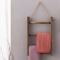 thumbnail image 1 of MyGift Rustic Wood Wall-Hanging Towel Rack Ladder, Brown, 1 of 8