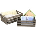thumbnail image 1 of MyGift Set of 2 Distressed Solid Gray Wood Nesting Boxes with Handles, Country Style, 1 of 6