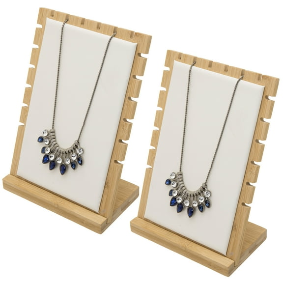 MyGift Set of 2 Jewelry/Necklace Tabletop Display Boards with Wood Base