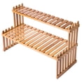 thumbnail image 1 of MyGift Tabletop Natural Bamboo Plant Stand, 2 Tier Desktop Shelf Rack, 1 of 6