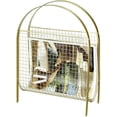 thumbnail image 1 of MyGift Vintage Brass Tone Metal Freestanding Magazine Organizer, Mid-Century Design, 1 of 7