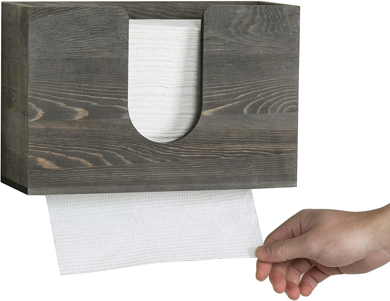 MyGift Vintage Gray Wood Wall Mounted Bathroom Paper Towel Holder, Disposable Hand Towel Dispenser Guest Restroom