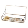 thumbnail image 1 of MyGift Vintage Style Brass Metal and Clear Glass Mirrored Jewelry Display Box, 1 of 3