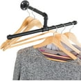 thumbnail image 1 of MyGift Wall-Mounted 20-Inch T-Bar Pipe Hanging Clothing Rack, Black, 1 of 6