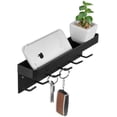 thumbnail image 1 of MyGift Wall-Mounted Black Metal Key Holder with Top Shelf, 1 of 5