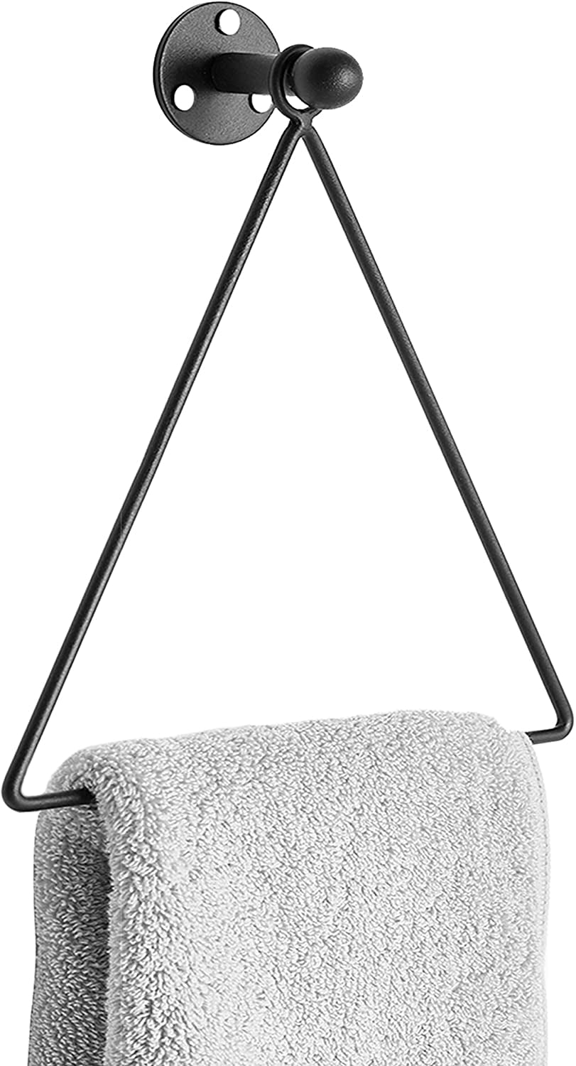 MyGift Wall Mounted Triangle Metal Bathroom Hand Towel Rack, Black - Walmart.com
