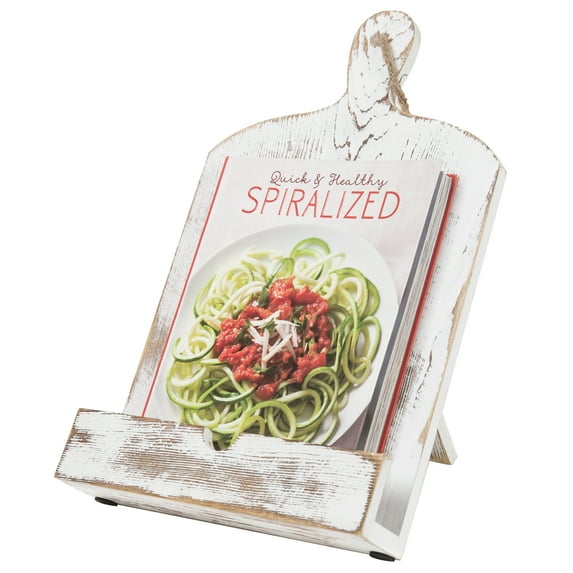 MyGift Whitewashed Cutting Board Style Cookbook Holder with Kickstand