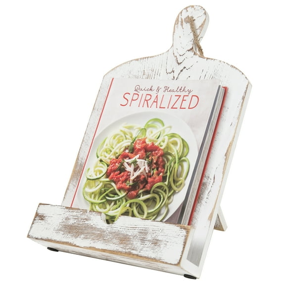 MyGift Whitewashed Cutting Board Style Cookbook Holder with Kickstand