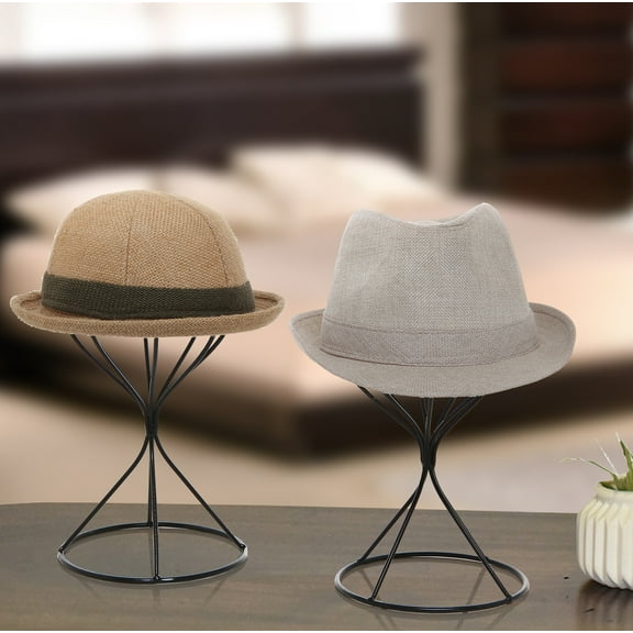 MyGift Wire Balloon Design Black Metal Hat or Cap Rack Display Rack/Wig holder, Set of 2