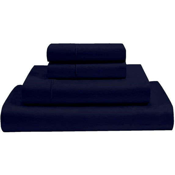 MyGiza Sheets 4 Piece Full-XL Sheet Sets 400 TC 100% Giza Cotton Indigo Sheet Set Fits Upto 18 inches Deep
