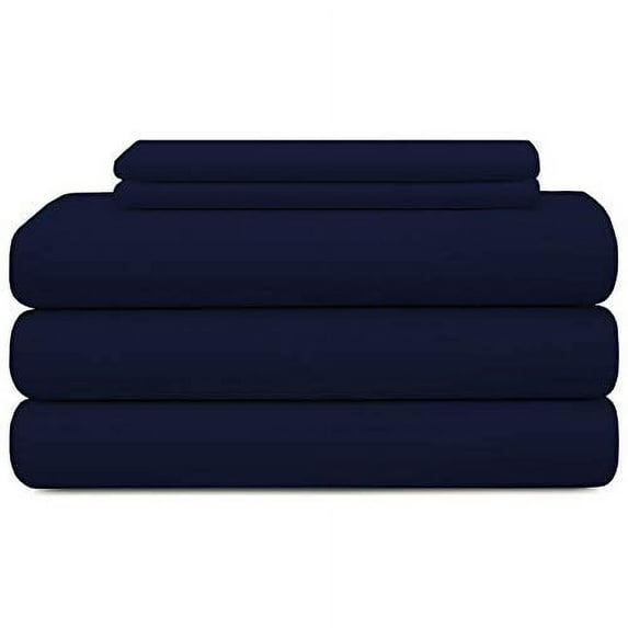 MyGiza Sheets 5 Piece Split King Sheets for Adjustable Bed - 400 Thread Count 100% Giza Cotton Split King Sheet Sets for Split King Mattress - Navy Blue