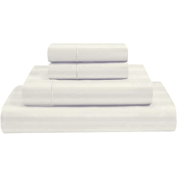 MyGiza Sheets 4 PCs Cal King Sheet Sets 400 TC, 100% Giza Egyptian Cotton Cream Striped Sheet Set Fits upto 18 Inches Deep