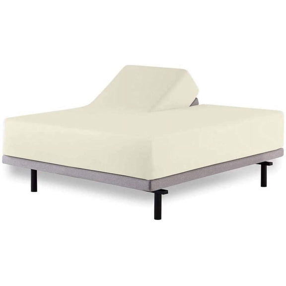4 PCs Flex Head King Sheets Sets for Adjustable Beds 100% Giza Cotton Ivory, Split King 34",15-18 inch Deep