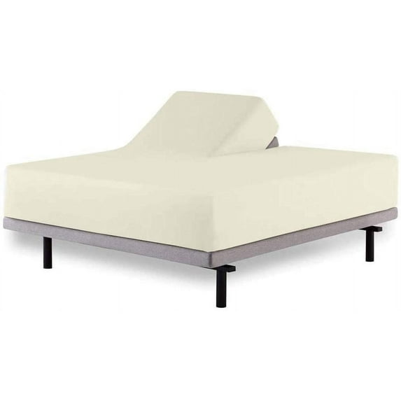 4 PCs Flex Head King Sheets Sets for Adjustable Beds 100% Giza Cotton Ivory, Split King 34",15-18 inch Deep