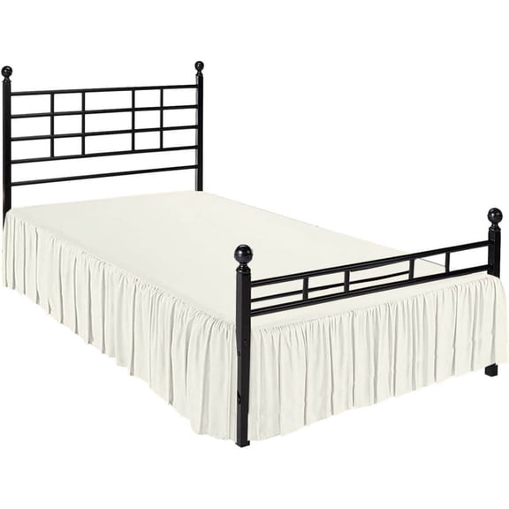 MyGiza Sheets; Ivory Solid Print Microfiber Ruffled Bed Skirt with Split Corners, Queen