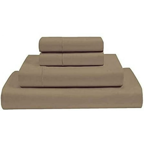 MyGiza Sheets 4 Piece Queen Sheet Sets 400 TC 100% Giza Cotton Taupe Sheet Set Fits Upto 18 inches Deep